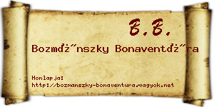 Bozmánszky Bonaventúra névjegykártya